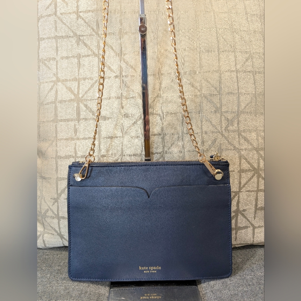 kate spade On Purpose Rwanda Flower Crossbody, Leather/Denim 9.5x7x1.5", EUC